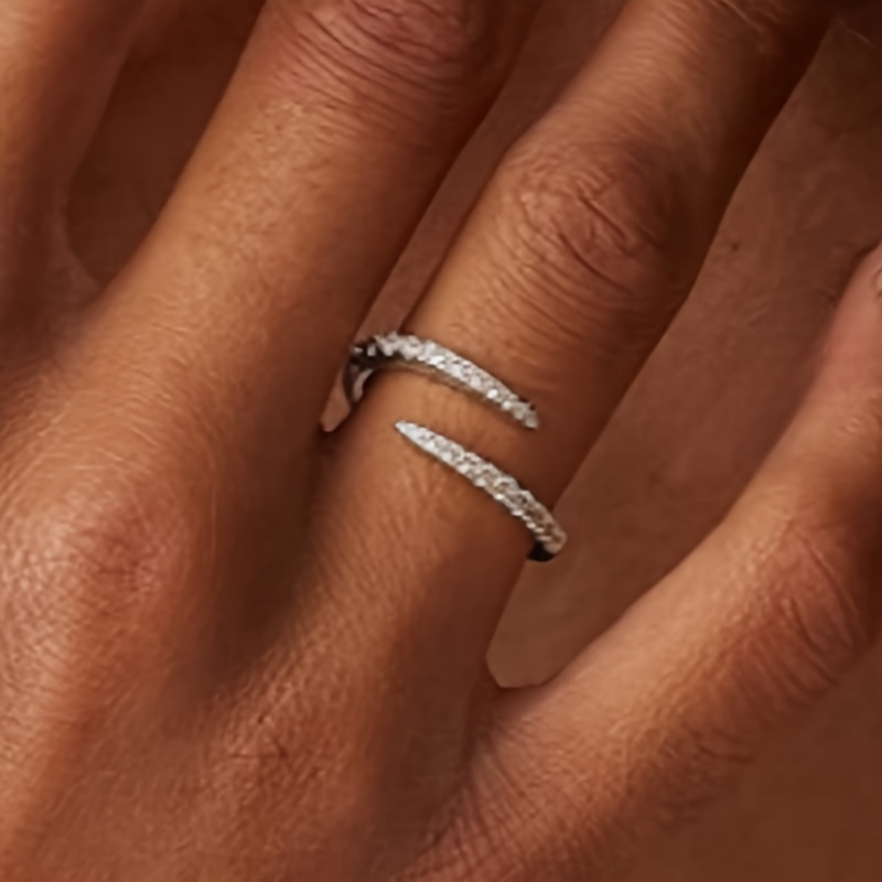Women's Spiral Wrap Open Band Ring with Synthetic Cubic Zirconia